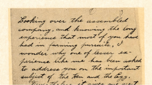 Handwritten speech from 1907
