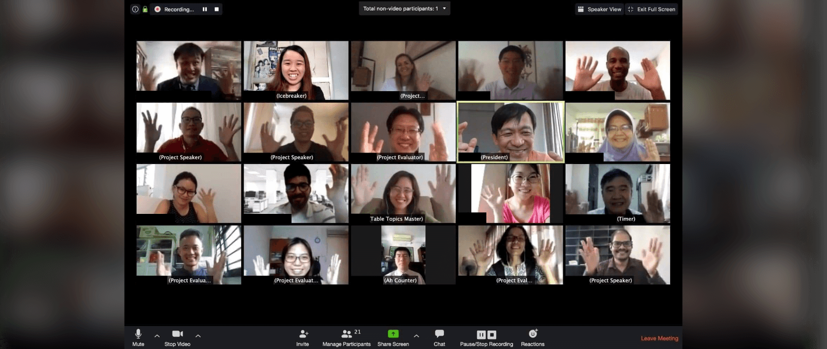Group of people smiling during a Zoom meeting