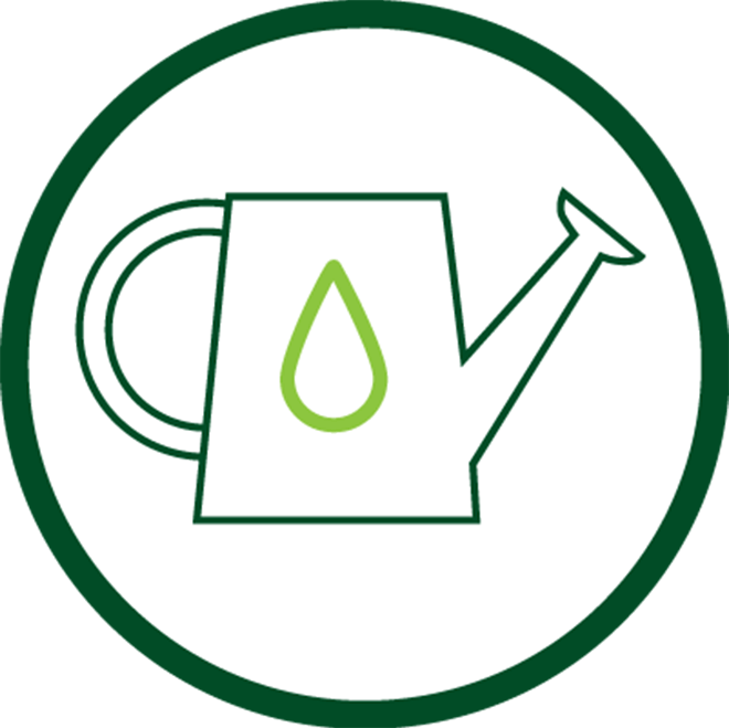 Watering can icon in green circle