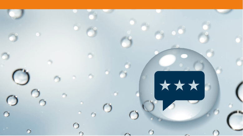 Speech bubble with three stars icon floating in water bubble