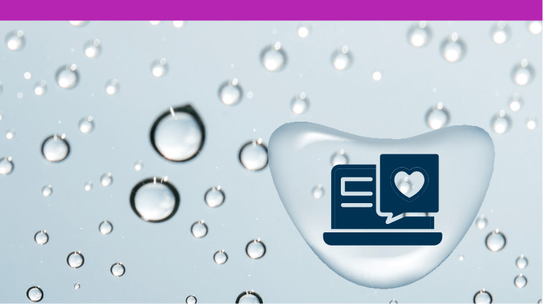 Laptop with heart icon floating in water bubble