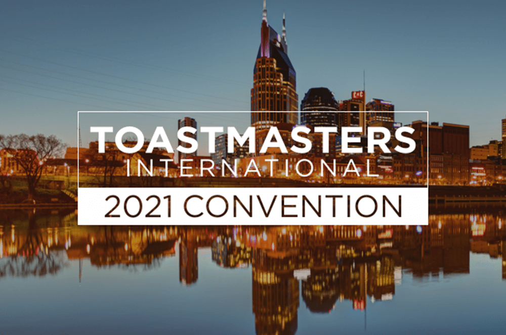 City of Nashville with words Toastmasters International 2021 Convention