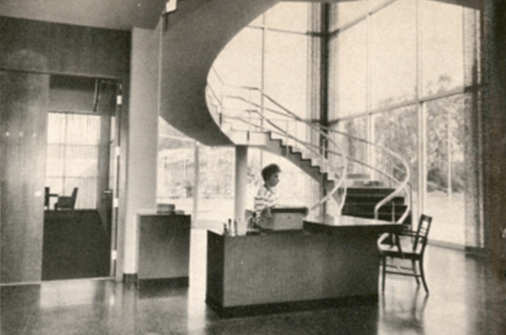Receptionist working in lobby
