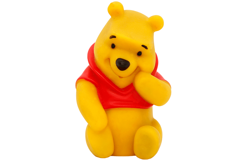 Yellow Winnie the Pooh bear cartoon in red shirt