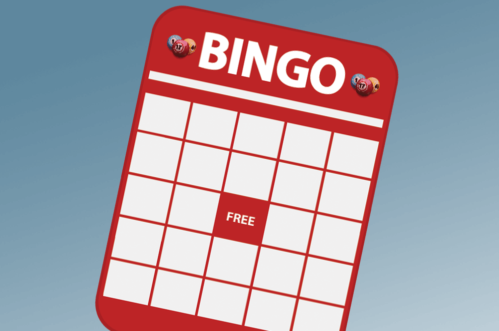 Red and white bingo card