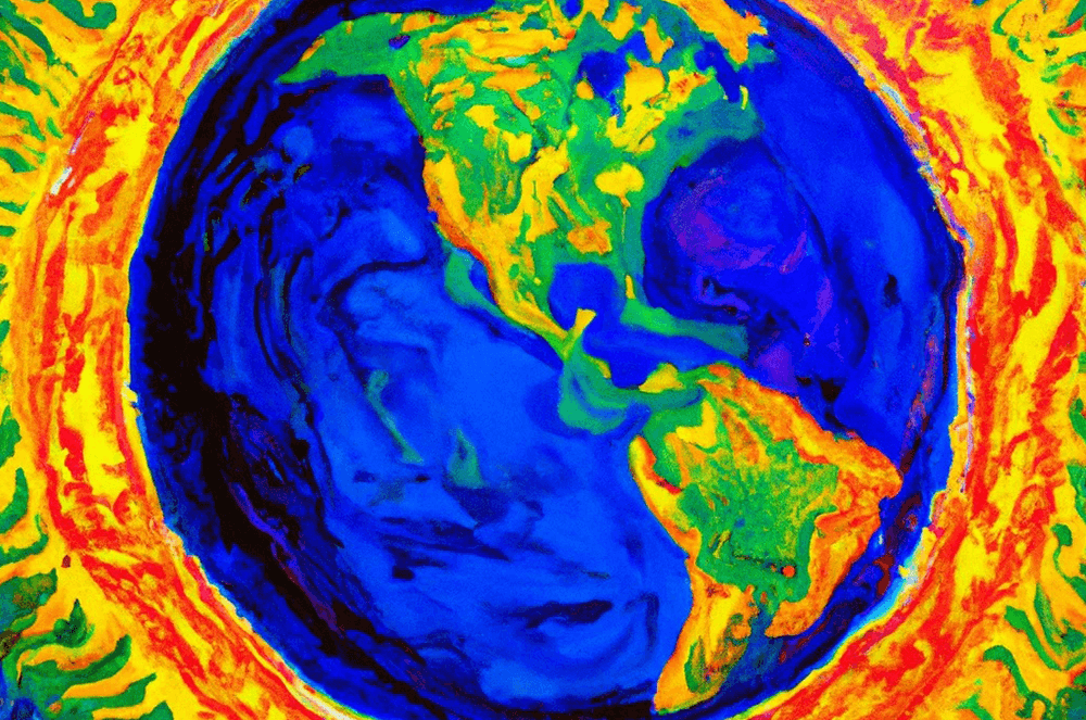 Oil painting of the earth from space